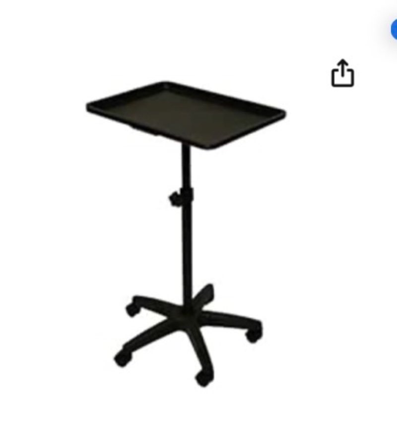 InkBed Black Steel Mayo Instrument Stand with Work Tray for Tattoo, Spa
