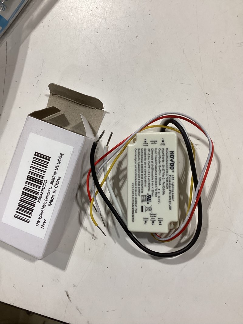 Condition photo showing Good Condition for novbo 17w triac dimmable 350ma led driver 3cct color selectable 3000k/4000k/5000k 120-277vac to 18-40vdc constant current class 2 power supply flicker-free ul listed 17w 350ma
