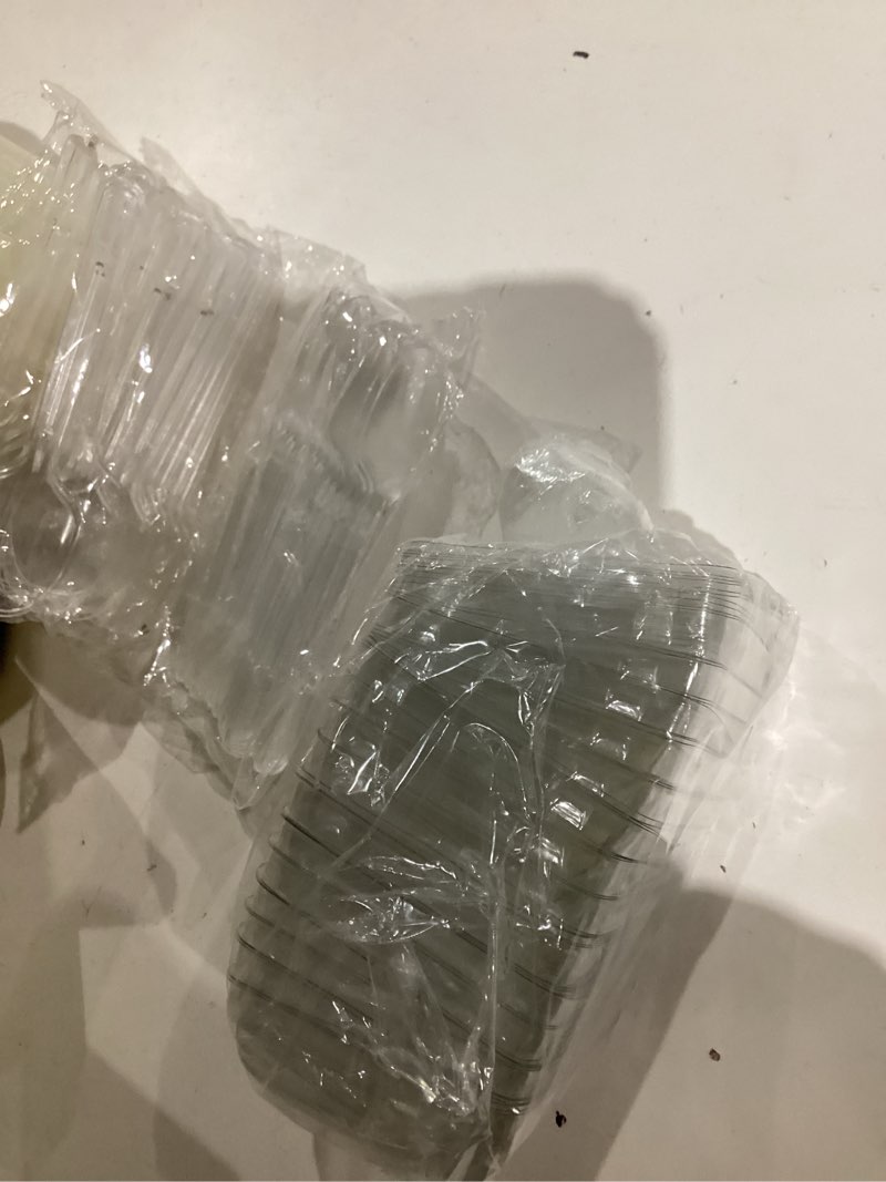Condition photo showing Good Condition for 50 Pack 5oz Plastic Dessert Cups with Lids and Spoons, Mini Clear Yogurt Parfait Cups with Lids, Small Dessert Shooter Cups, Square Appetizer Cups for Party Fruit Pudding Trifle Ice Cream Tasting