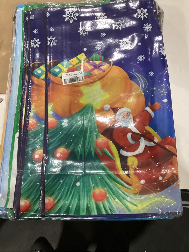 Condition photo showing New/Like New for PARSUP 2PCS Giant Christmas Gift Bags, Heavy Duty Treat Tote Grocery Bags with Handles, Sewing Non-Woven Jumbo Bags for Gifts Wrapping Shopping, Xmas Party Supplies, 21.26"×15.7"×7.9" Red Green