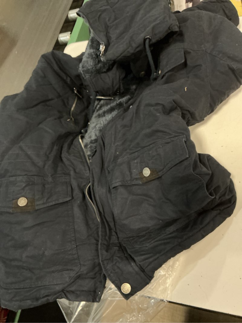 Condition photo showing As Is for WenVen Men's Winter Military Thicken Parka Jacket Warm Coat with Removable Hood Grey Large