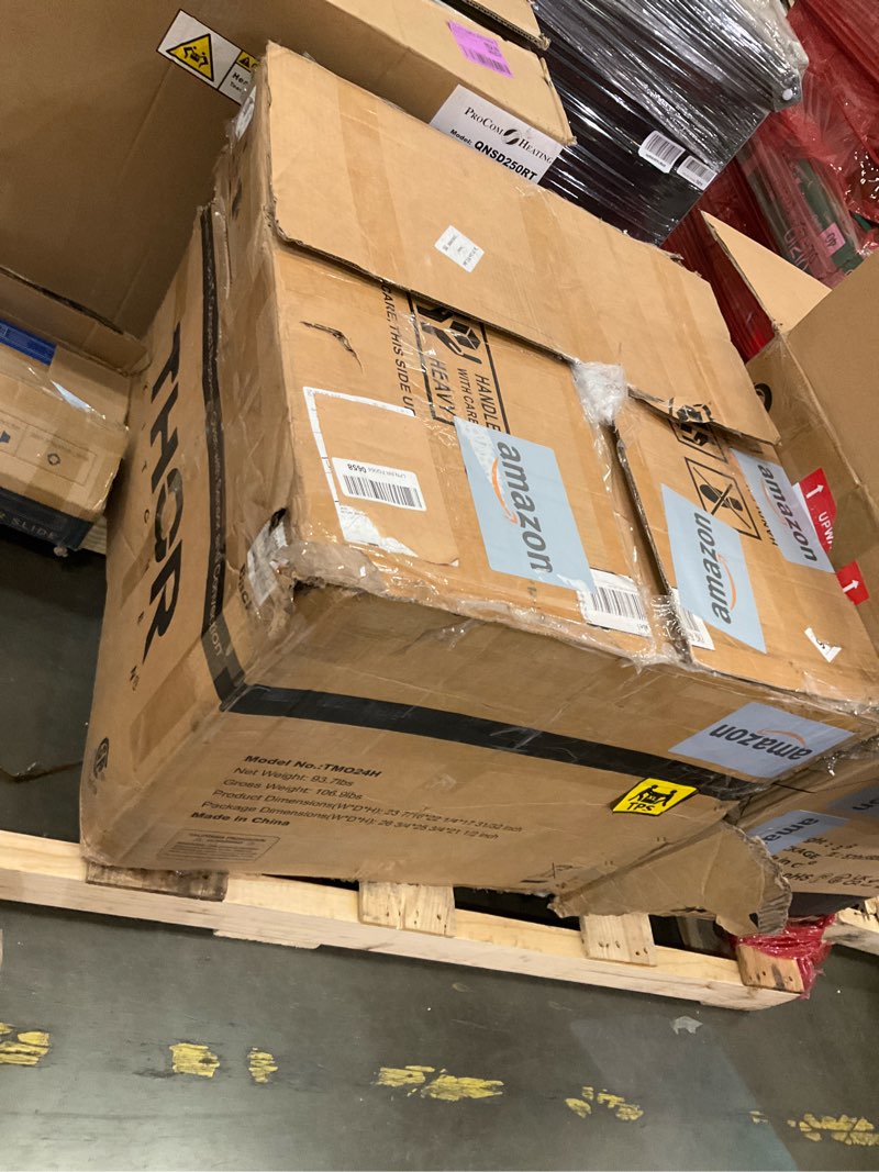 Condition photo showing As Is for Thor Kitchen 24 Inch Built-In Air Fry Microwave Oven with Drop-Down Door