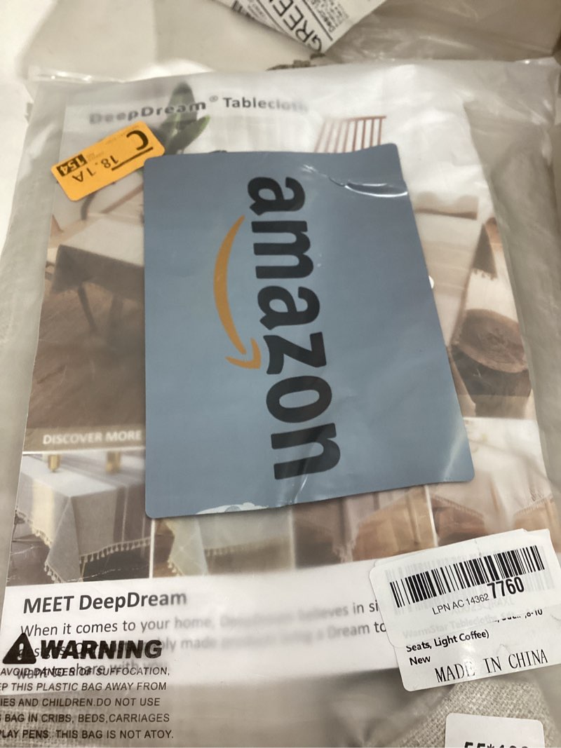 Condition photo showing Good Condition for deep dream tablecloths, waterproof table cloth, linens wrinkle free anti-fading, rustic table cover decoration for kitchen dinning christmas (rectangle/oblong, 55''x102'',8-10 seats, light coffee) light coffee 102" x 55" (rectangular)