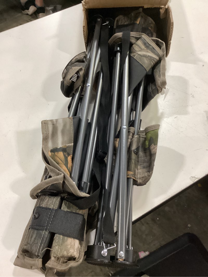 Condition photo showing As Is for redcamp 2 pack tripod hunting chairs for blinds, folding lightweight portable fishing chair for adults hunting stools with backrest, golf chairs for spectators, camo