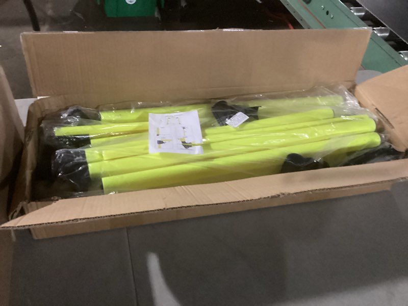 Condition photo showing Good Condition for 6 pcs 5ft adjustable agility training poles for soccer,basketball,football,dog,horse training-speed and agility training equipment sports training sticks with stainless steel ground nails yellow