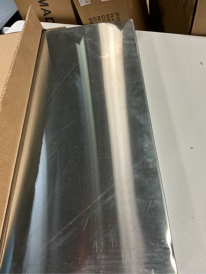 Condition photo showing As Is for 27" x 25" x 2.5" washing machine drain pan, washer tray for floor protection, dishwasher drain pan, pan for under washing machine, 304 stainless steel, no drain port