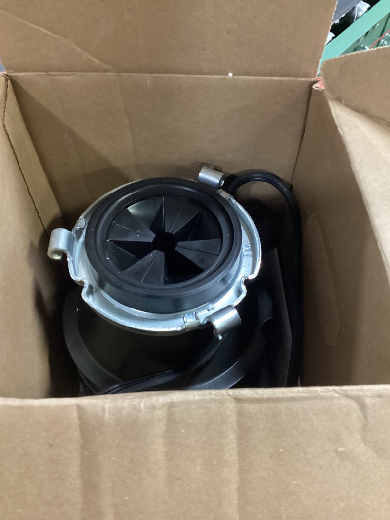 Condition photo showing As Is for insinkerator badger 5xl continuous feed 1/2-hp septic safe non-corded garbage disposal