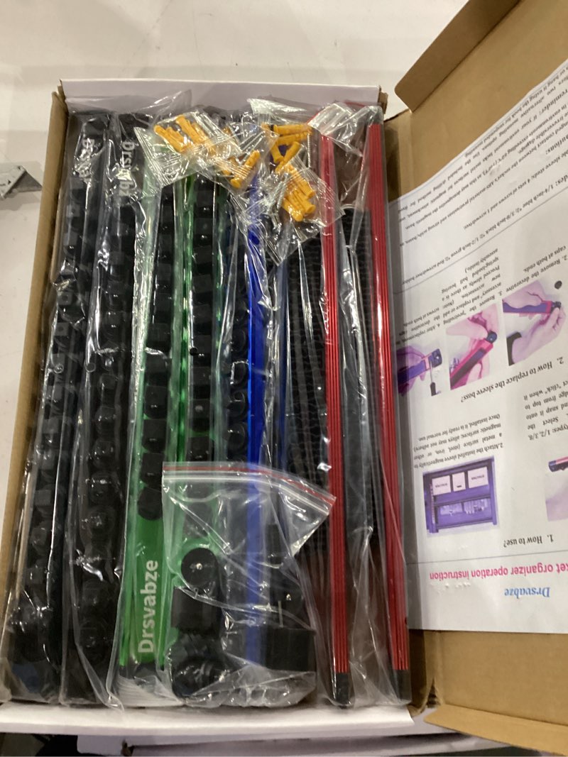 Condition photo showing Good Condition for 8-piece magnetic socket organizer and magnetic screwdriver organizer set, socket holder set 1/4", 3/8", 1/2" drive and screwdriver clips-total 104 slots (tools not included, just organizers)