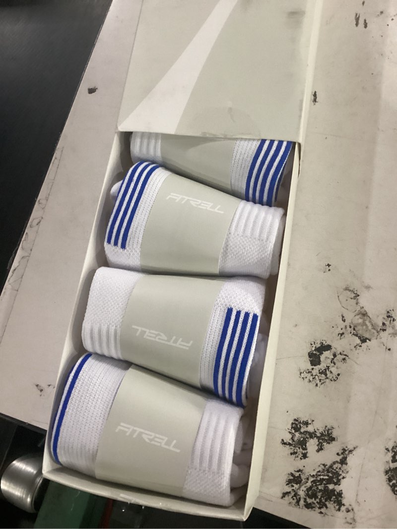 Condition photo showing New/Like New for fitrell men's 6 pack ankle running socks low cut cushioned athletic sports socks 7-9/9-12/12-15 12-15 white+blue
