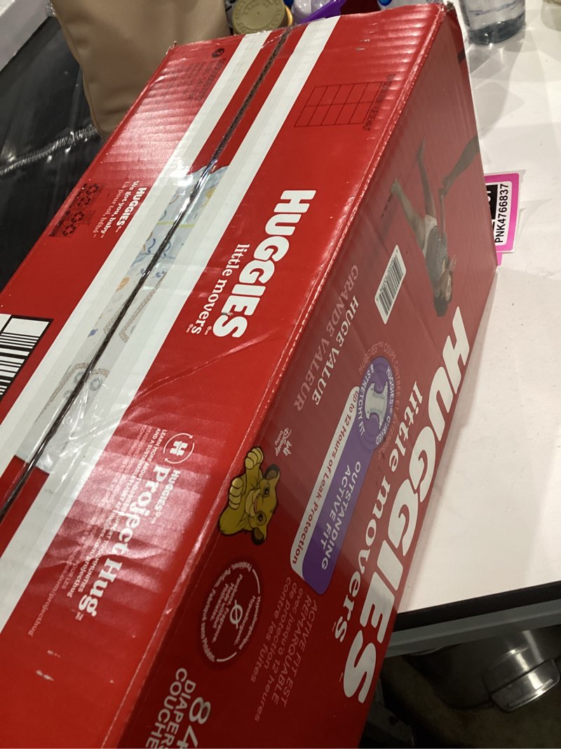 Condition photo showing Good Condition for Huggies Little Movers Baby Diapers, Size 6 (35+ lbs), 84 Ct