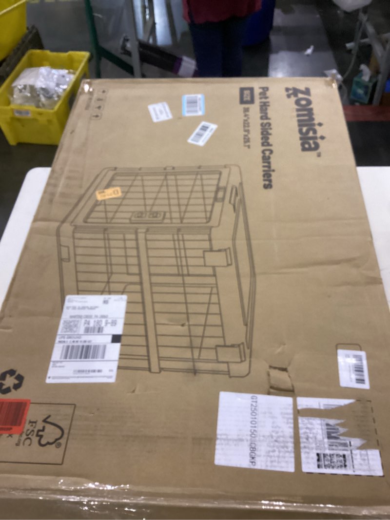 Condition photo showing New/Like New for Foldable Dog Crate for Large Dogs - 36" L Collapsible Dog Kennel No Tools Required with 4 Sides Steel Cage for Dogs Indoor, Portable Carrier with 2 Smooth Wheels for Travel 36.46 x 22.95 x 25.16 in Beige