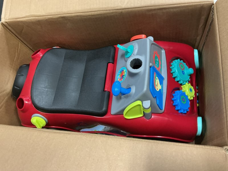 Condition photo showing Good Condition for radio flyer busy buggy, for toddlers 1-3, 3-in-1 push walker ride on car with 17 sensory activities, anti-tip feature, under-seat storage, horn and gears, 42 lb capacity, toddler ride on toys red