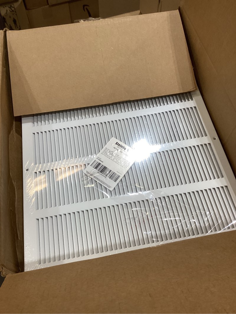 Condition photo showing As Is for Steinberg14 White Vent Cover 14x14 (Duct Opening) with Mesh - Wall and Ceiling Ventilation Register - HVAC Cold Air Return Grille - 15.75" W x 15.75" H Outer Dimensions 14"x14" (duct opening) White