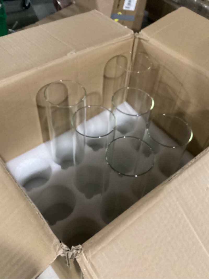 Condition photo showing Good Condition for 12 pack glass cylinder vases 12 inch tall clear flower vase for centerpieces, hurricane floating candle holder wedding decorations, floral vase bulk for table shelf party home deco (12 x 3.35 inch) 12 pack 3.35" w x 12" h