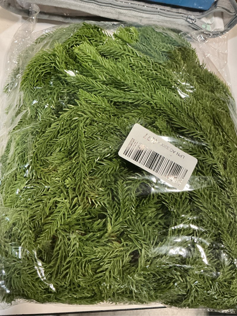 Condition photo showing New/Like New for Norfolk Pine Garland Artificial Real Touch Green Thick Faux Norfolk Pine & Cryptomeria 6FT Greenery Christmas Decor for Mantle Fireplace Wall Table Railings Indoor Outdoor Xmas Decorations Norfolk Cryptomeria 6FT