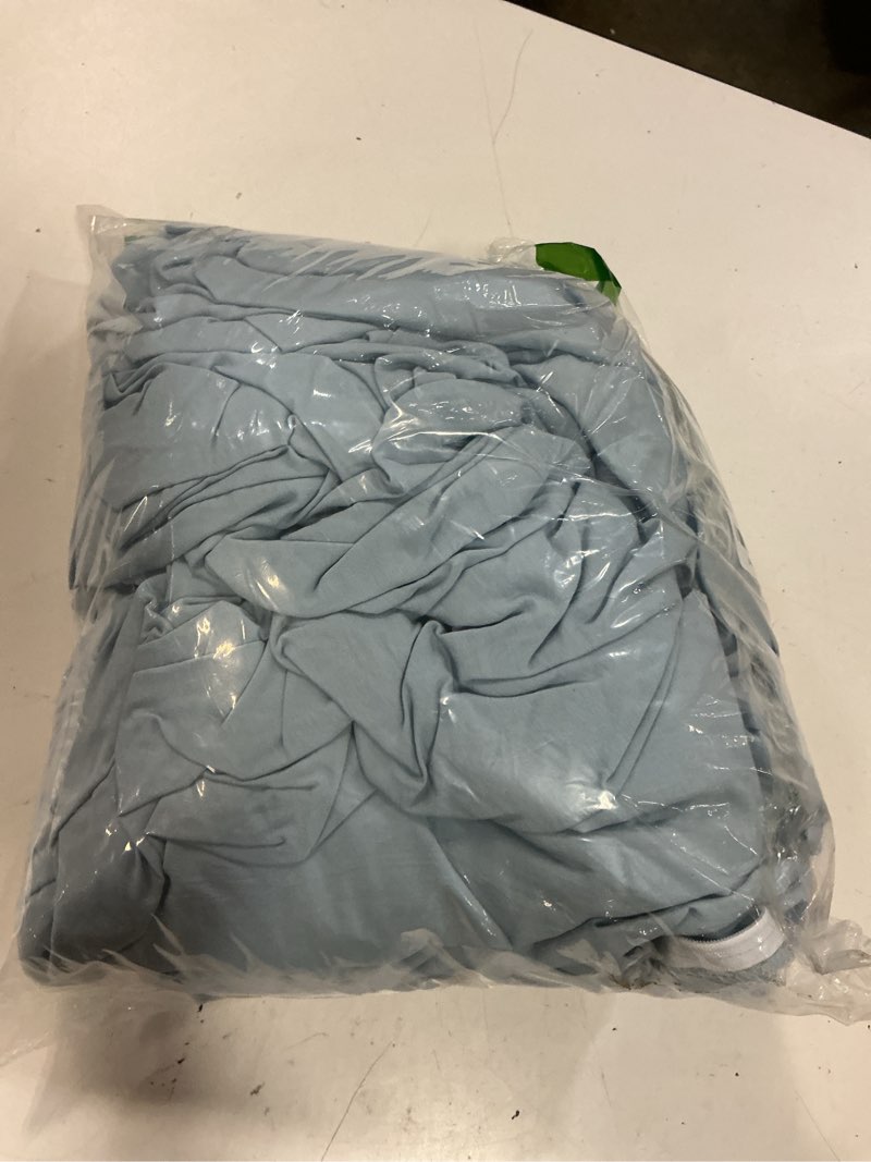 Condition photo showing As Is for bedsure celestial blue duvet cover king size - 3 pieces prewashed cotton-like polyester extra soft bedding set, includes 1 duvet cover 104x90 inches with zipper closure & 2 pillow shams, no comforter 05 - celestial blue (no comforter) king (104" x 90")
