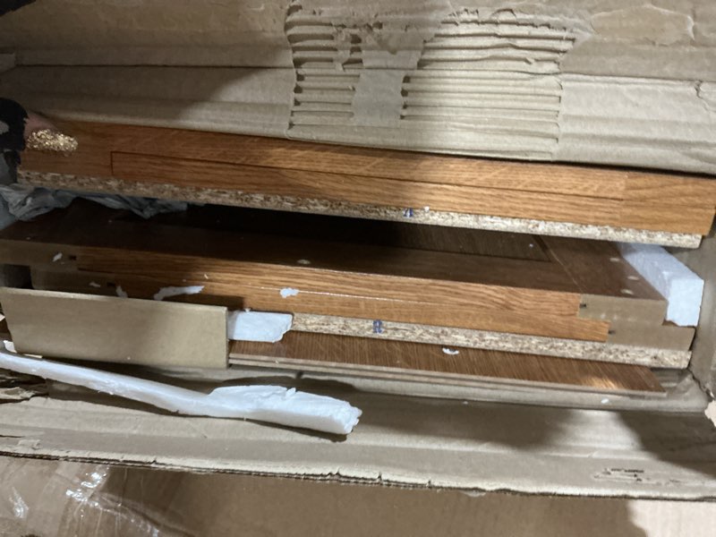 Condition photo showing As Is for Sauder Select Storage Cabinet, Pantry Cabinet Kitchen Storage with Adjustable Shelves, Bathroom Storage Cabinet, in Highland Oak