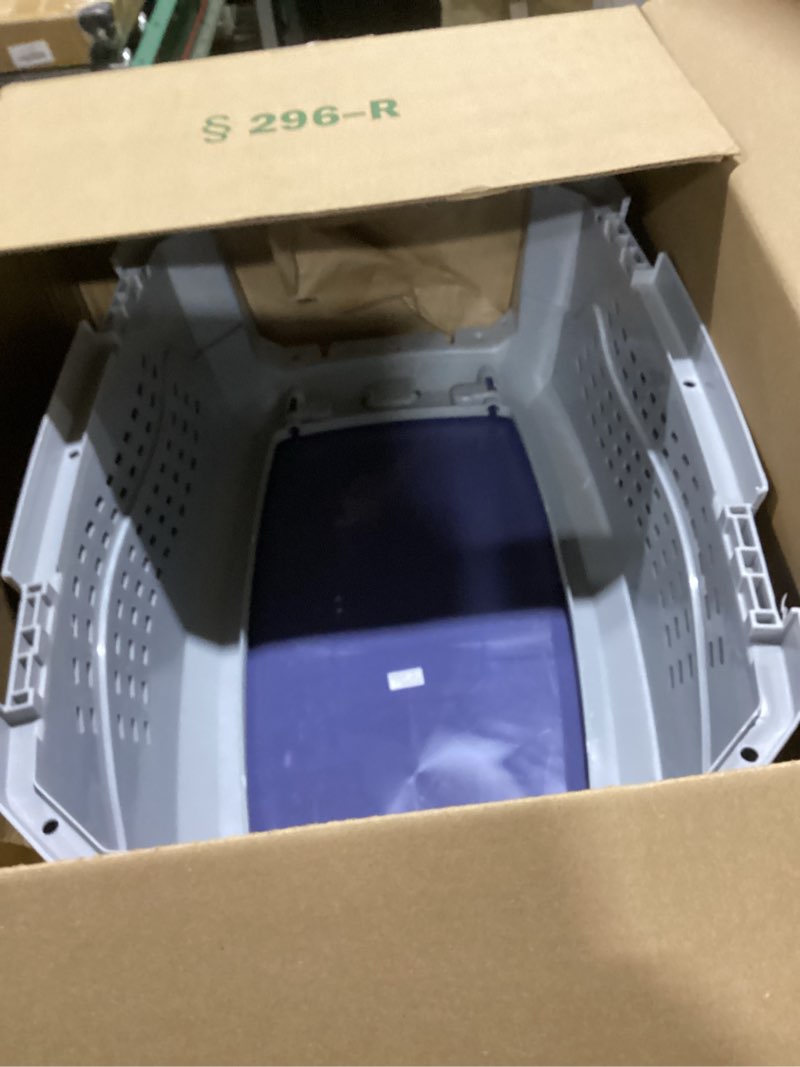 Condition photo showing As Is for Amazon Basics 2-Door Top-Load Hard-Sided Dogs, Cats Pet Travel Carrier, Gray & Blue, 22.8"L x 15.0"W x 13.0"H Gray & Blue 22.8"L x 15.0"W x 13.0"H