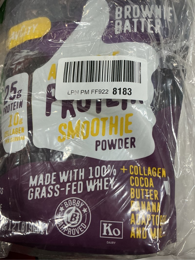 Condition photo showing Good Condition for ((b.b.01/27/28)) flavcity all in one protein shake powder, brownie batter - on the go meal alternative + collagen peptides, reishi & cordyceps - focus, skin, hair & joint support - 100% grass fed whey, 20 servings