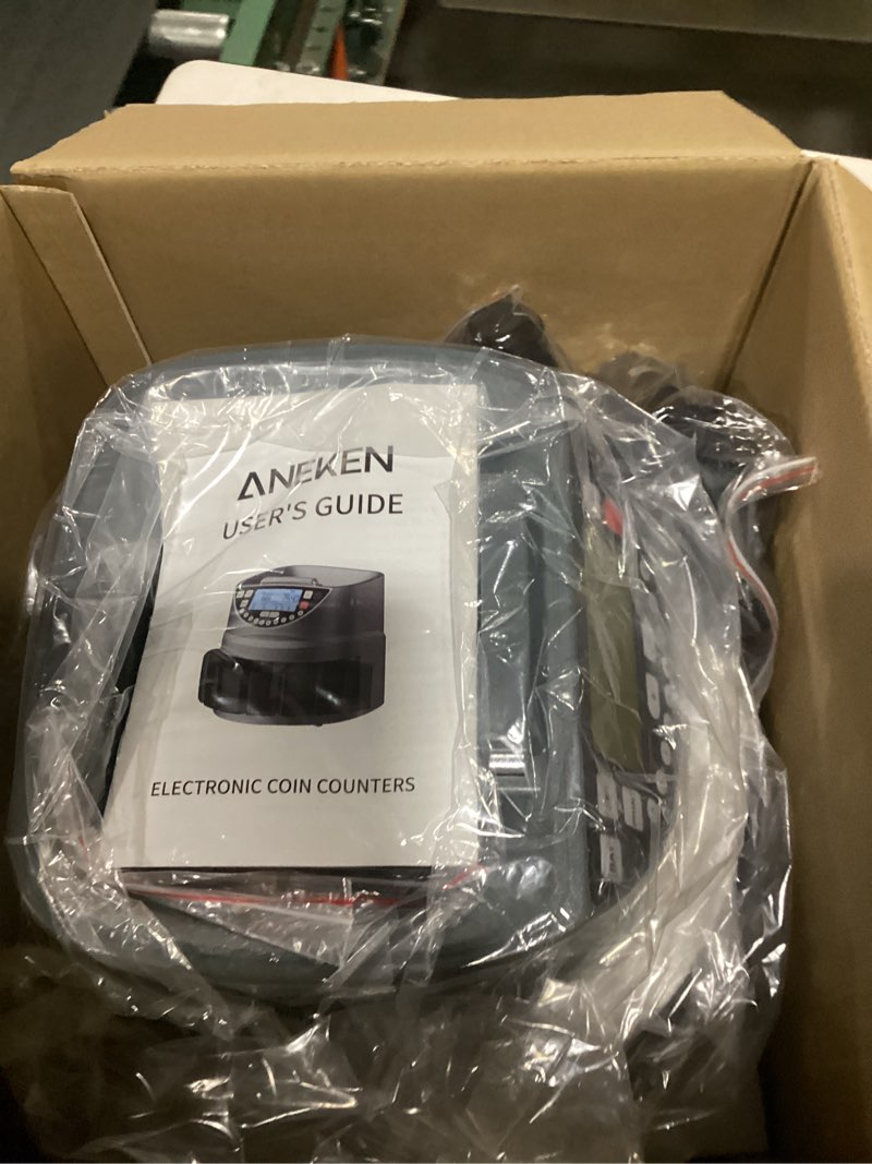 Condition photo showing As Is for Aneken Coin Counter and Sorter with TFT Display - Accurate Sorting Machine for 5 Denominations, Smooth Operation at Up to 300 Coins Per Minute, Ideal for Efficient Money Management Blue