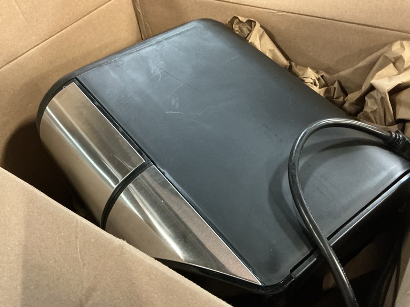 Condition photo showing As Is for gourmia air fryer - 8 qt extra large capacity, fryforce360º, digital display with 12 presets, roast, bake, broil, dehydrate, dishwasher safe accessories, stainless steel