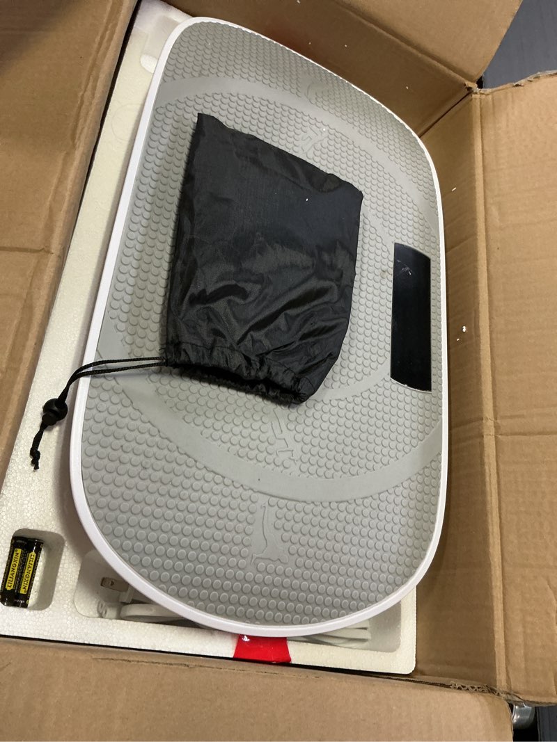 Condition photo showing As Is for MERACH Vibration Plate Exercise Machine, Curved Vibration Plate for Lymphatic Drainage Weight Loss, Vibrating Plate with Real-Time Calorie Tracking on LED Display, Workout Equipment for Home Women Men Grey