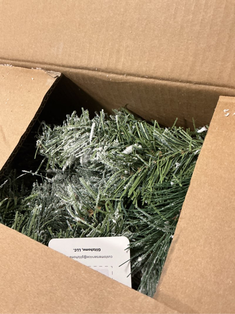 Condition photo showing New/Like New for Christmas Garland with Lights 9FT, Lighted Christmas Garland Battery Powered 8 Lighting Modes, 50 LED Lights Garland, Red Berry, Christmas Pine Cone, for Stairs, Front Door, Christmas Decor dark green