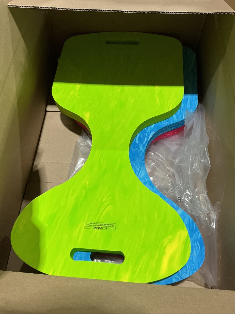 Condition photo showing Good Condition for 3 pcs foam saddle float pool water solid saddle floats swimming floatie whale tail seat swirl pattern with seat handles for beach pool lake water chair blue, green, rose red