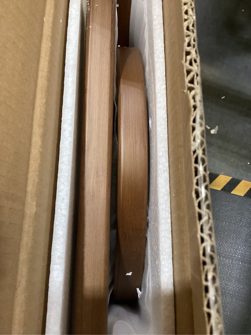 Condition photo showing Good Condition for bamboo round side table, 2-tier small space end table with storage shelf, mid-century modern rustic style narrow table for living room bedroom sofa side brown-1