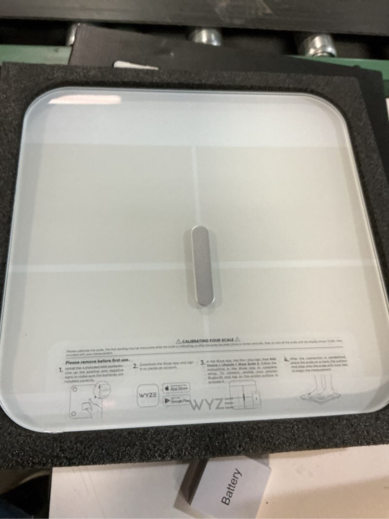 Condition photo showing Good Condition for Wyze Smart Scale X - Digital Bathroom Scale for Body Weight, BMI, Body Fat, Muscle Mass, Heart Rate Monitor | ITO Glass & LED Backlight | Batteries Included, 400 lbs (White) Wyze Scale X White - FSA/HSA Eligible