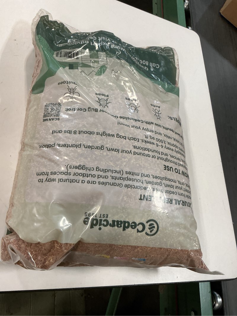 Condition photo showing New/Like New for Cedarcide Lawn, Home & Garden Cedar Granules | Repels Fleas, Ticks, Ants & Mosquitoes | Smells Great, Easy to Use | Family & Pet Safe | 1 Bag (8 Lbs) 8 Pound (Pack of 1)