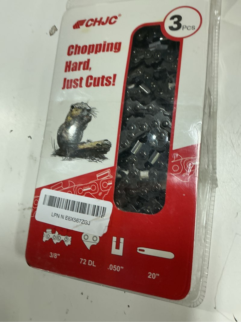 Condition photo showing As Is for chjc 20 inch chainsaw chain 3/8" pitch, .050" gauge, 72 drive links, fits ms311 ms391, husqvarna 455 (rancher), 460 (rancher) and more (3 chains) 20" 3/8" 0.050" 72dl-german steel-s