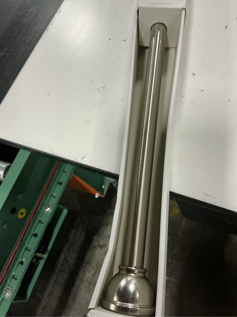 Condition photo showing As Is for 72" tension or permanent mount cast style finial shower curtain rod nickel - threshold™: adjustable, steel construction