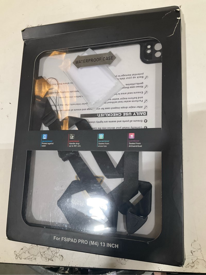 Condition photo showing Good Condition for miimall waterproof case for ipad pro 13 inch 2024 m4, ip68 waterproof clear 360 full-body ultra-thin, built-in screen protector, shockproof dust/snow proof waterproof for ipad pro 13 inch, black waterproof ipad pro 13 inch (m5/m4) 2025/2024