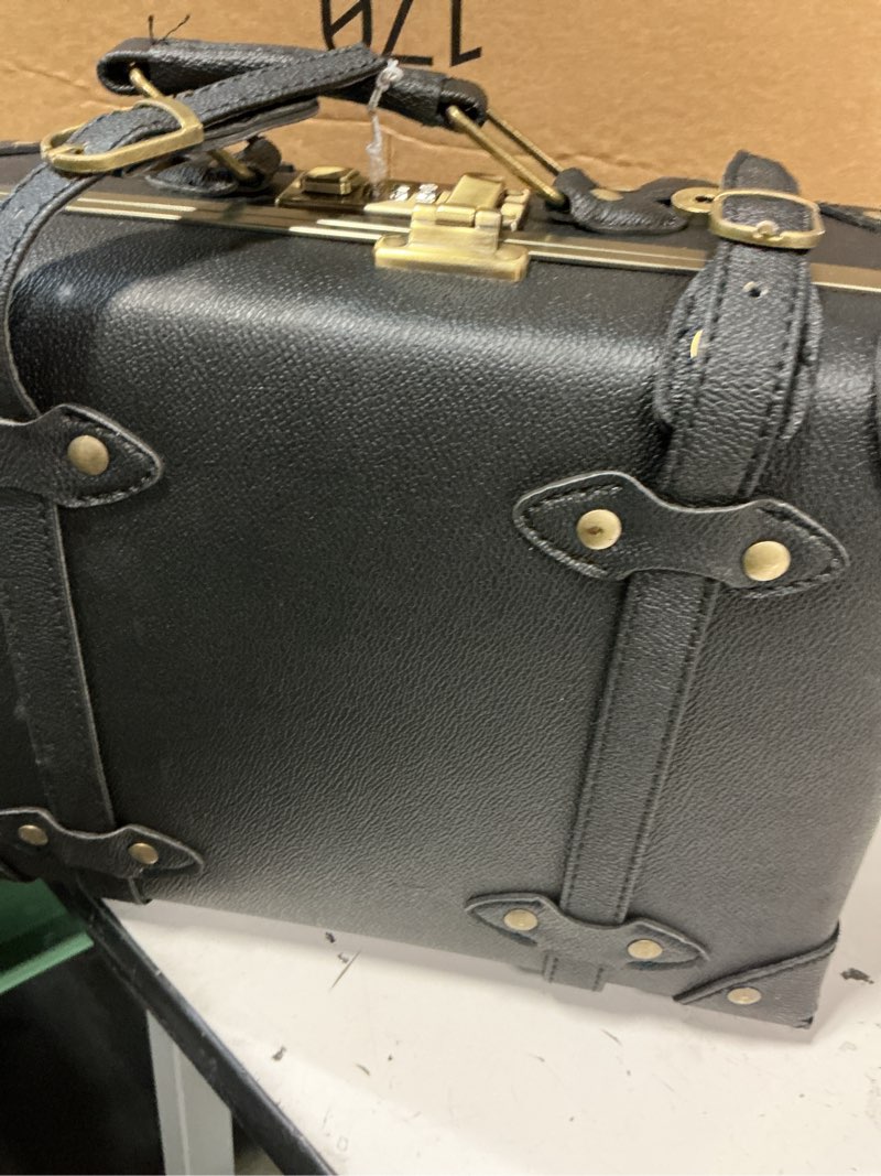 Condition photo showing Good Condition for urecity vintage suitcase set for women, vintage luggage sets for women 2 piece, cute designer trunk luggage, retro suit case, luggage zipperless tsa approved black 26"+12"