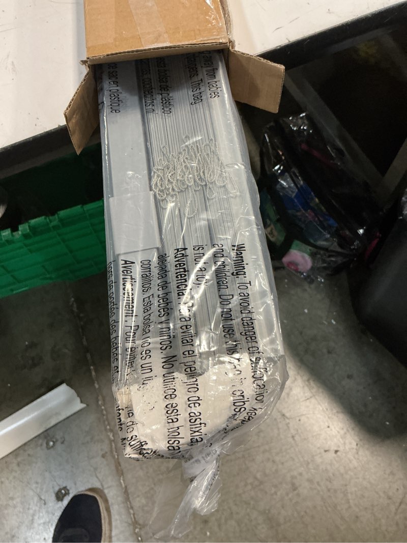 Condition photo showing New/Like New for lazblinds no tools no drill 1" vinyl mini blinds, cordless blinds for windows, light filtering horizontal window blinds & shades, 46" w x 64" h, grey cordless-grey 46" w x 64" h