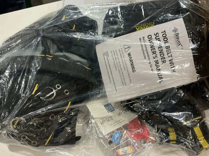 Condition photo showing Good Condition for bravex tool belt suspenders, tool vest pro ultra 20 bags y-style toolbelt 5 combo apron tool pouch for framers carpenter electrician 1200d ballistic nylon