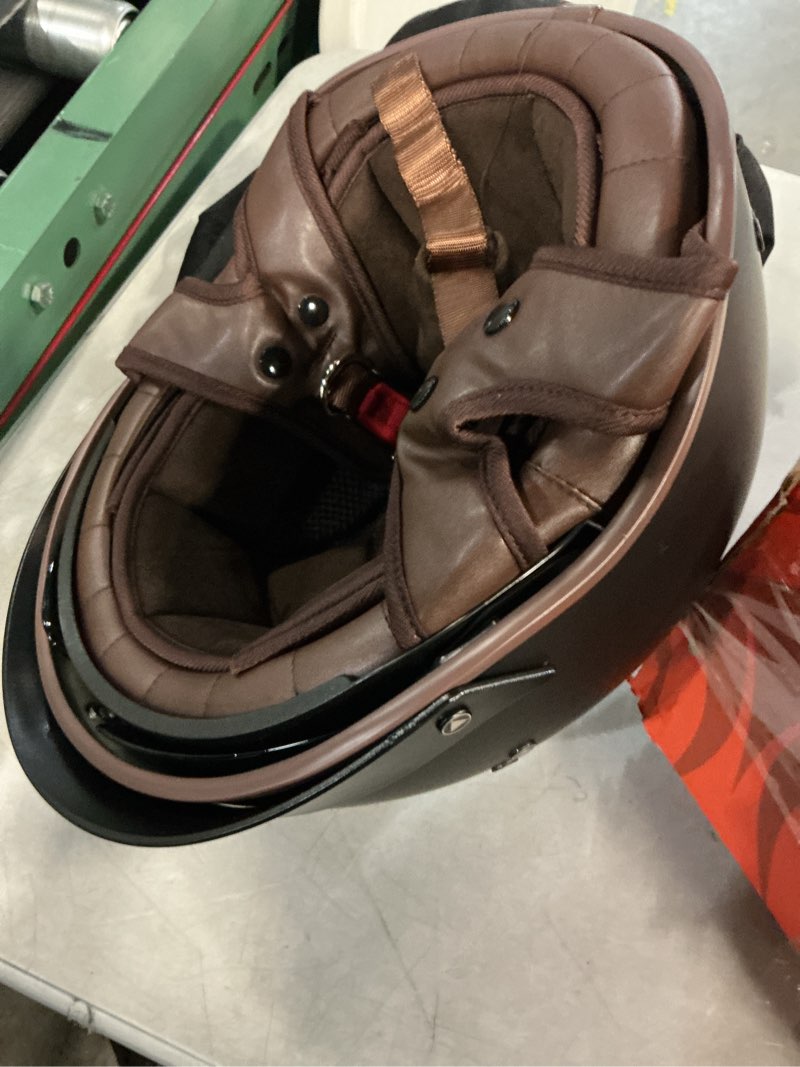 Condition photo showing Good Condition for half motorcycle helmets open face sun visor quick release buckle dot approved cruiser pilot helmets for adults men women