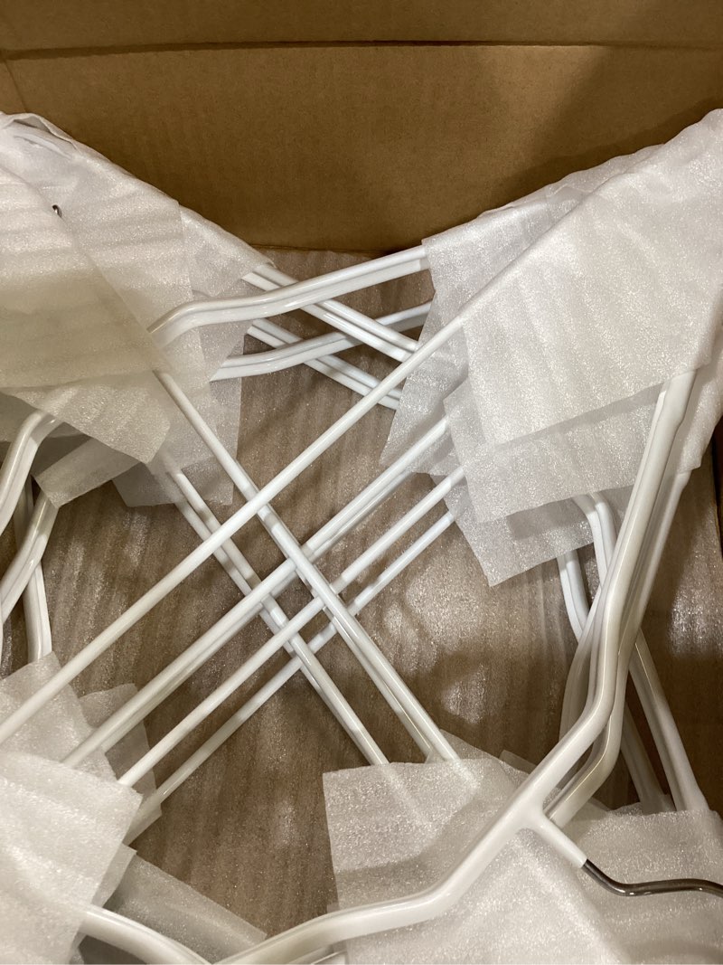 Condition photo showing New/Like New for wide shoulder suit hangers no shoulder bump,non slip heavy duty coat sweater jacket thick clothes hangers,strong durable space saving men,women,closet,17.52inch(white) 10 white