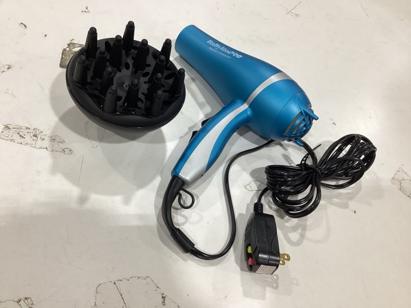 Condition photo showing As Is for babylisspro nano titanium 2000-watt blow dryer with concentrator nozzle, professional grade ionic corded styling tool for hair hair dryer blue