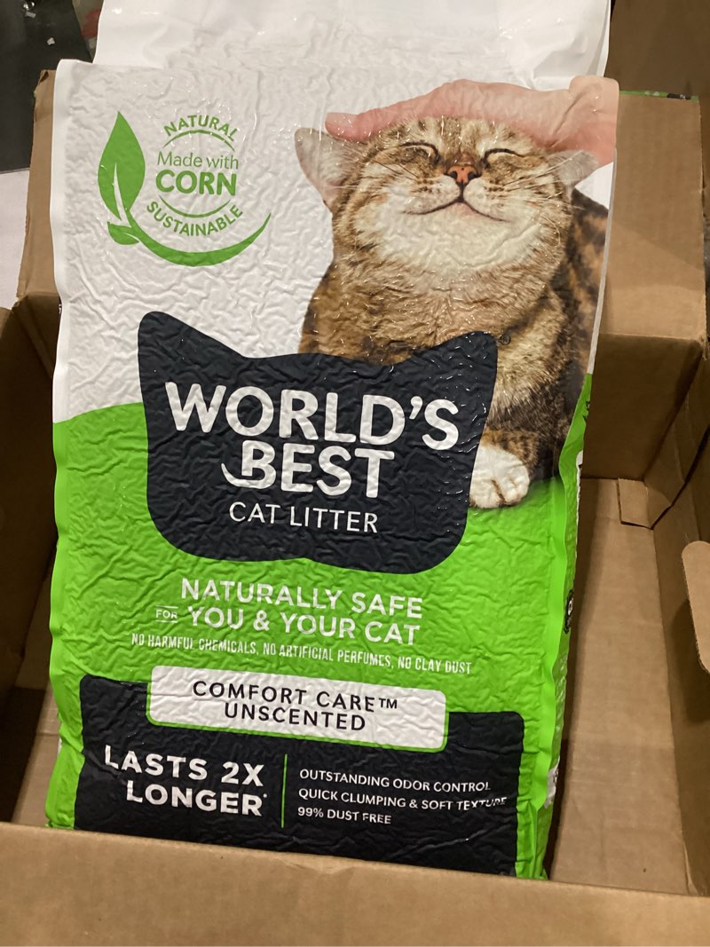 WORLD'S BEST CAT LITTER Comfort Care Unscented, 32-Pounds - Natural Ingredients, Quick Clumping, Flu