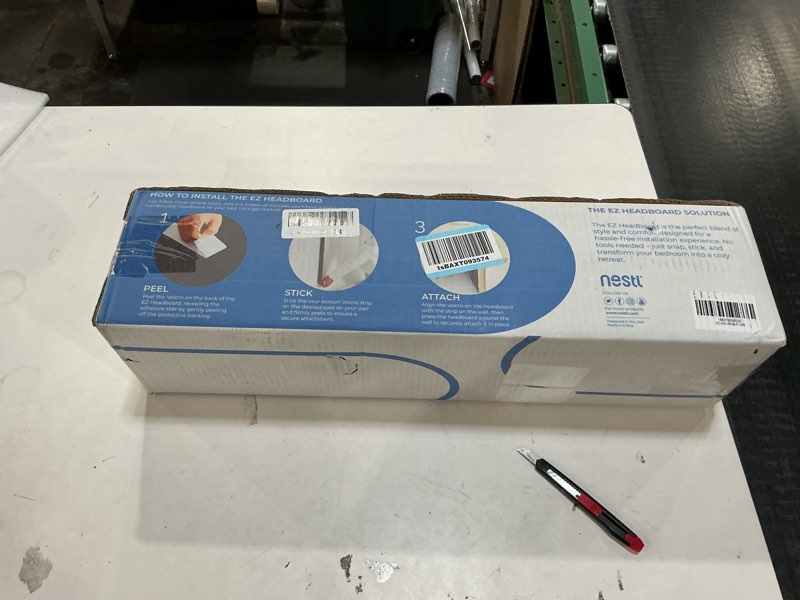 Condition photo showing New/Like New for Upholstered Queen Headboard - Easy Assemble Channel Stitched - Wall Mounted with 3D Soundproof Wall Panels - Peel & Stick Floating Headboard - Grey