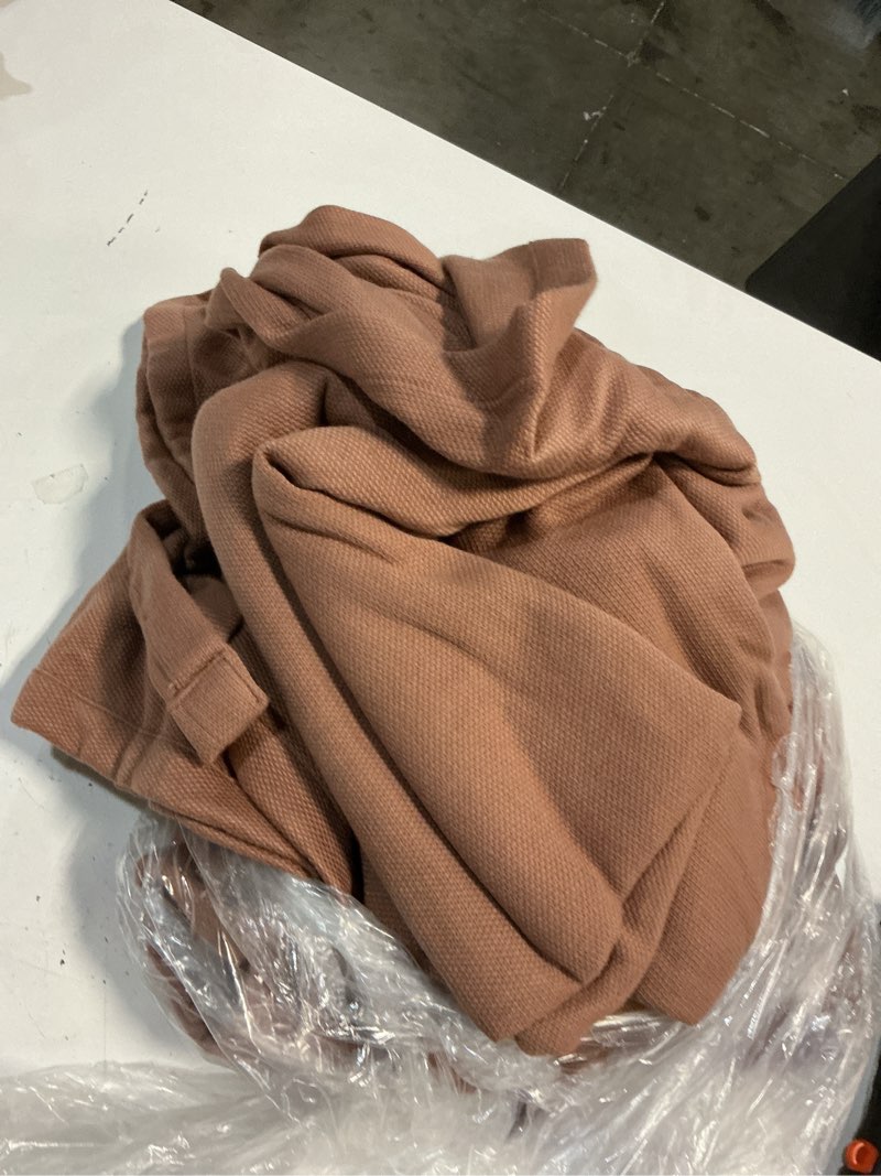 Condition photo showing As Is for quince luxury organic cotton bed blanket, full/queen, rust