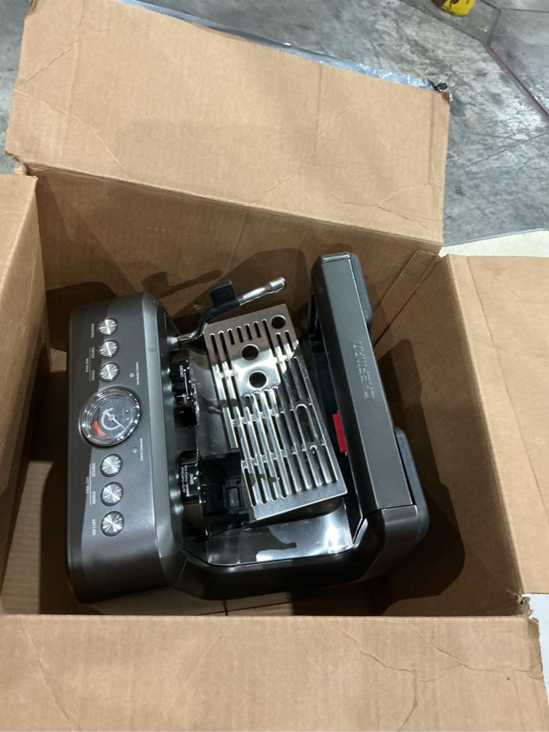 Condition photo showing As Is for chefman crema deluxe espresso machine with double boiler, use milk frother and brew espresso simultaneously, professional coffee maker with coffee grinder and steam wand, 30 grind settings