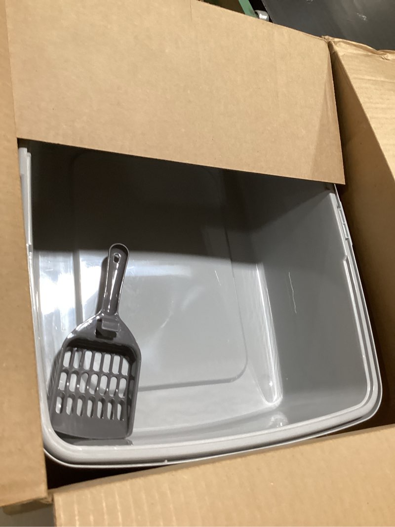 Condition photo showing Good Condition for iris usa cat litter box large open top with high sided walls tall scatter shield scoop included easy clean plastic pan stain resistant for big cats kittens indoor multi-cat households gray open top
