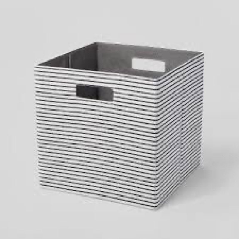 13\" x 13\" Fabric Bin Black Textured Stripes - Brightroom™