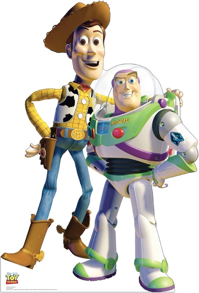 cardboard people buzz and woody refresh cardboard cutout standup - disney pixar's toy story
