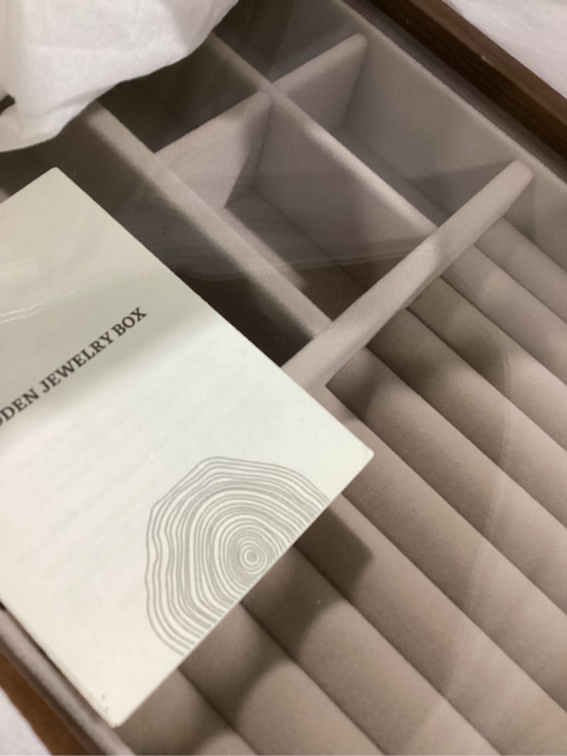 Condition photo showing Good Condition for CHOSIN Black Walnut Wooden Jewelry Box Women large 5 Level Drawer Organizer Box with Glass Lid for Necklaces Watch Necklace Ring Earring Storage Father's Day Gifts 5 Layer