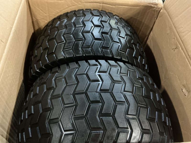 Condition photo showing New/Like New for GICOOL 13x6.50-6 Tire and Wheel, 13x6.5-6" Flat-free Lawn Mower Tires, 3”-6.5“ Centered Hub, 3/4" or 5/8" Bearing, Universal Fit Garden Tractor Front Wheels, 4 Ply, V-Turf Pattern, 2 Pack 13x6.50-6 Flat Free (Turf Tread)