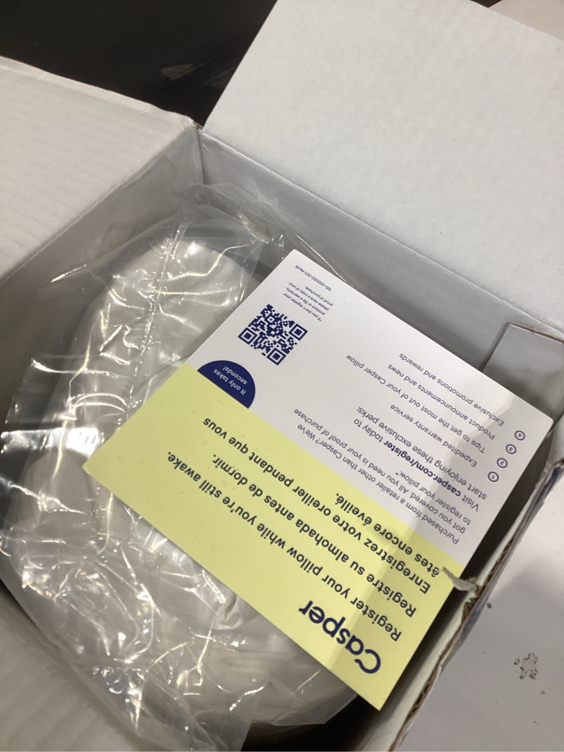 Condition photo showing New/Like New for casper sleep essential pillow for sleeping, standard, white standard essential pillow single pack